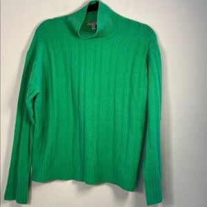 J. Crew Womens Green Soft Alpaca Wool Blend Ribbed Mock Neck Sweater Size Medium